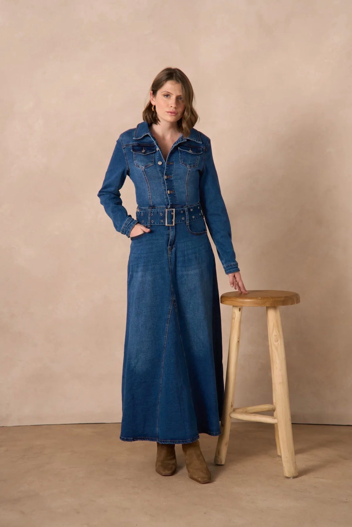 Robe bleue fluide